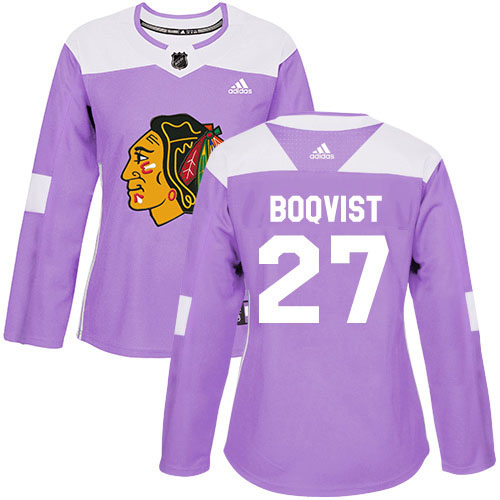Adidas Blackhawks #27 Adam Boqvist Purple Authentic Fights Cancer Women's Stitched NHL Jersey